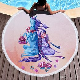 Unicorn Beach Towel Printing Horse Girl Patterns Bath Towel Fashion Shawl Sunshade Pad Tapestries Holiday Use Fashion Shawl 30gl A1