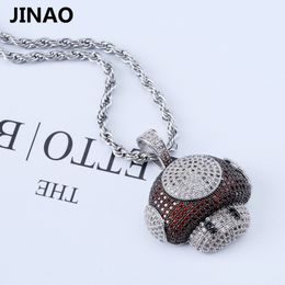 Fashion-New Fashion Iced Out Mushroom Necklace & Pendant Copper Bicolor Cubic Zircon Necklace Hip Hop Men's Jewellery Gifts