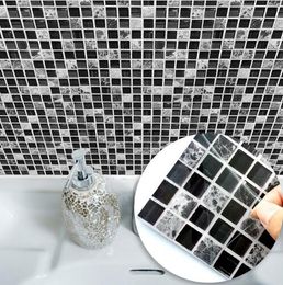 Self Adhesive Mosaic Tile Sticker,Kitchen Backsplash Bathroom Wall Tile Stickers Decor Waterproof Peel&Stick PVC Tiles