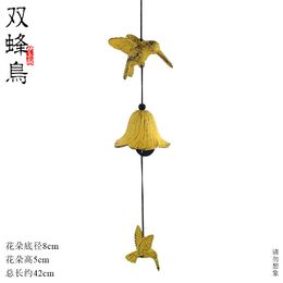 iron bell outdoor metal wind chimes double hummingbird scenic temple gift pendant ornament home decorations aeolian bells