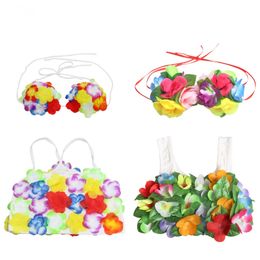 2019 Hawaiian Flower Lei Bra Luau Hula Dance Hawaii Bra Summer Holiday Weeding Costumes Party Dance Dress