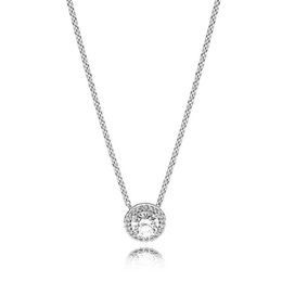 New 100% 925 Sterling Silver Round Heart-shaped Romantic With Clear CZ Simple Necklace For Women Original Fashion Jewellery Gift Eight