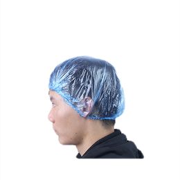 100pcs/lot Disposable Headgear Shower Caps waterproof One-Off Elastic bath Hat Shower Clear Salon Bathing Cap hotel T2I5909