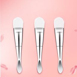 SM004 New Arrival 1PC Professional stainless DIY Facial Face Mask Mud Mixing brush Makeup foundation Brushes with spoon