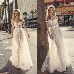 Muse by Berta 2020 Sexy Off Shoulder Country Wedding Dresses robes de mariée Backless Bridal Gown A Line Luxury Lace Bling Wedding Dress