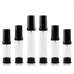 15ml 20ml 30ml black Epmty Vacuum Pump spray bottle Cosmetic container Mini Transparent Lotion Bottle fast shipping F1780