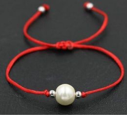 Free ship 50pcs/lot White Pearl Black Red Thread Rope String Briad Lucky Gift Bracelets Adjustable Bracelets HOT