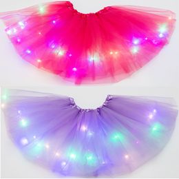 Multicolor cute kids LED dress with lights star Sequin Tutu Skirt puffy luminous girl dresses for stage performance and Party 20pcs