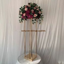 New style Wholesale Wedding Metal Tall Gold Flower Stand Pillar Table Centrepiece senyu0470