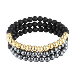 New 8MM Lava Stone gold black Hematite Beads Bracelet Diy Aromatherapy Essential Oil Diffuser Bracelet For women men Jewellery