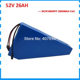 2500W 51.8V 26AH Triangle battery 52V Bicycle battery pack 52V 26AH Li-ion battery with bag use NCR PF 2900mah cell