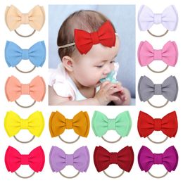 4.5Inches 20Color Baby Bowknot Headbands Cute Infants Double Bow Nylon Head Bands Boutique Elastic Hairbands Princess Hair Accessories M1928