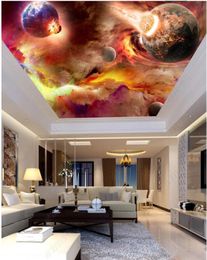 Customised Large 3D photo wallpaper 3d ceiling murals wallpaper Magnificent Colourful nebula starry space space planet ceiling zenith mural