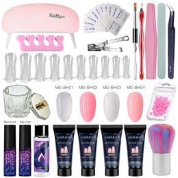 MSRUIOO Poly Extension Nail Set With 6W UV LED USB Lamp Dryer Kit Tools Kit For Manicure Nail Art Sets Polish Gel