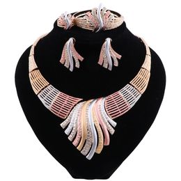 Trendy Nigerian Beads Necklace Jewellery Set for Wedding Crystal African Beads Jewellery Set for Women Earrings Jewellery