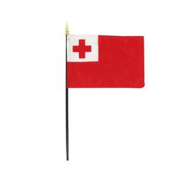 14x21cm tonga hand flag with Plastic Pole Single Side Printing, Polyester Fabric , All Countries, Outdoor Indoor Usage, Drop shipping