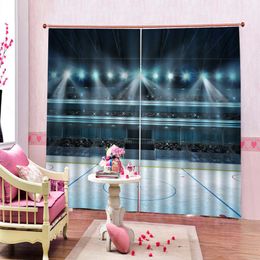 3d Living Room Curtain Brightly lit basketball court Beautiful And Practical 3d Digital Printing Curtains