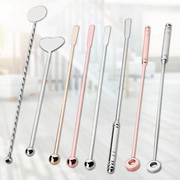 Martini Cocktails Stirring Rod Tools 8 Designs Stainless Steel Picks Bar Bartender Cocktail Stirrers Decoration Milk Coffee Stirrers BH2481 TQQ