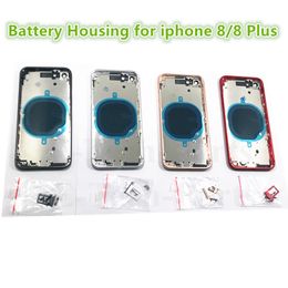 housing chassis UK - 20Pcs Full Back Door Housing for iPhone 8G 8 Plus Middle Frame Panel Battery Glass Cover Chassis With Side Buttons Sim Tray Replacement Parts