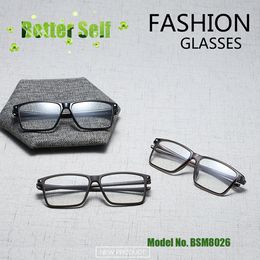 Wholesale-Men's Personality Glasses Square Optical Frames BSM8026 Can Be Equippe Myopia Lens TR90 Eyeglasses Sandy Black Spectacles