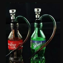 Two Coke Sprite Water Hose Glass Bongs Accessories   , Glass Smoking Pipes Colourful mini multi-colors Hand Pipes Best Spoon glas