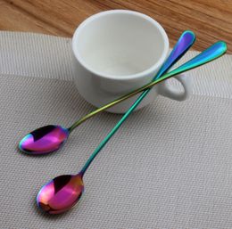 Stainless Steel Long Handled Spoon Mixing Mixed Coffee Spoons Fruit Ice Cream Dessert Tea Spoons Drinking Tools