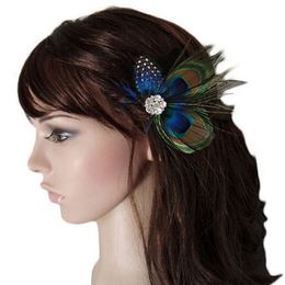 Cute Peacock Feather Hair Clip Stylish Feather Facinator Hairclip Fashion Hair Decor Alligator Hair Clip Women