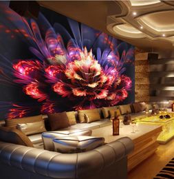 wallpaper for walls 3 d for living room blue flower bar KTV club background wall