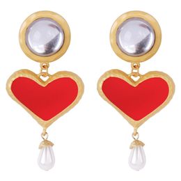 Fashion- Heart Resin Drop Earring For Women Wedding Jewelry Boho Simulated Pearl Dangle Statement Earring Party Gifts 2019