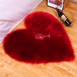 nonslip floor carpet plush soft faux fur heart shaped bedroom rug shaggy hairy mat for living room home children baby playmat