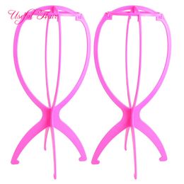 Wig Stand blue Portable Folding Plastic Stable inquary Coloured size easy showing wigs stands hair accessories lace wig factory machine wigs