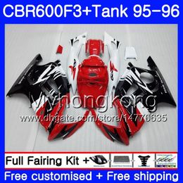 Bodys +Tank For HONDA CBR 600 F3 FS CBR600FS CBR600 F3 95 96 289HM.36 CBR600RR CBR600F3 95 96 CBR 600F3 1995 1996 Fairing black red hot sale