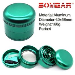 Smoke Grinder with 4 Layers and 60 Corners of Metal Plate Coloured Aluminium Alloy