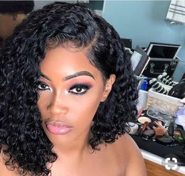 women's new soft brazilian hair Shoulder length short bob kinky curly wig Simulation Human Hair short cut bob curly full wig for lady