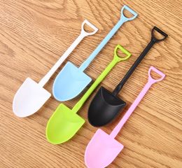 Colourful Disposable Plastic Potted Ice Cream Scoop Shovel Small Potted Flower Pot Spoon Free Shipping SN2406