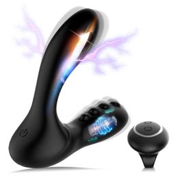 Electric Shock Prostate Massager Anal Vibrator Silicone Remote Control Butt Plug Vibrator Anal Sex Toy For Man Gay Masturbator T200518
