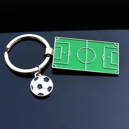 Football Field Keychains Metal Football Keyrings Mini Football Court for Sports Fan Gifts Hot Sale