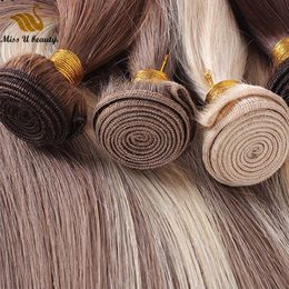 Blonde Color Virgin Remy Human Hair Weft Machine Made Grey Blue Pink Red Bright-Colored HairBundles Cuticle Aligned High Quality