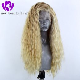 2020 neueste blonde 360-Grad-Lace-Frontal-Vollperücken, freier Teil, Promi-Synthetik-Lace-Front-Perücke mit Babyhaar für Frauen