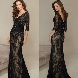 New Lace Appliques Long Mermaid Mother of the Bride Dresses Floor Length V Neck Formal Evening Party Gowns for Weddings