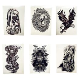 Afrika Serengeti Lion Temporare Tatowierung Tribal Mighty Lion Krieger Wasserdicht Flash Tattoo Aufkleber Schwarz Tatoo Manner Frauen
