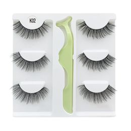 Reusable handmade 3D mink lashes set 3 pairs thick natural long soft false eyelashes with tweezer 10 models DHL Free eye makeup accessories