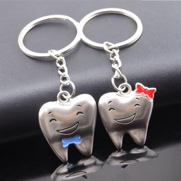 Fashion Metal Keyring Creative Cartoon Smiling Face Tooth Keychains Romantic Wedding Childern Gift Key Buckle