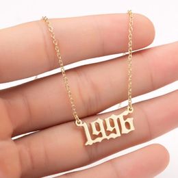 Gold Silver Number Years Pendant Necklace Custom Birth Year Necklaces for Women Birthday Gifts Special Date 1980 Chokers Jewellery