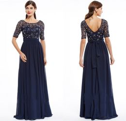 2020 A Line Evening Dresses Jewel Lace Applique Rhinestone Customized Prom Dress Floor Length Short Sleeves Formal Dresses