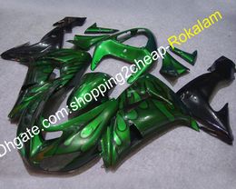 For Kawasaki Fairing Kit 06 07 ZX10R ZX-10R 2006 2007 ZX 10R Black Flame Green Body Complete Fairings Fit (Injection molding)
