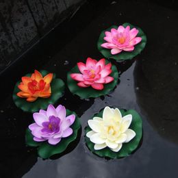 1 pcs Water Lily Lotus aquarium Artificial lotus flower Simulation home Plant leaf Ornament Garden Pool Fish Decoration