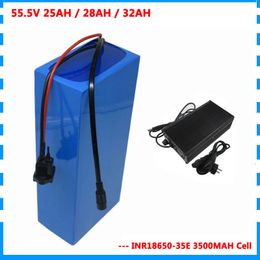 2000W 55V 25AH 28AH 32AH Electric bike battery 55.5V 15S Lithium ion scooter battery use 3500mah 35E cell 50A BMS