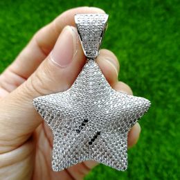 Wholesale- Hip Hop Pentagram Pendant Copper Micro pave with CZ stones Necklace Jewelry for men and women CN014