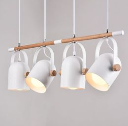 Nordic European 4 Heads Pendant Lights For Dinning Room Restaurant Modern Wooden Pendant Lamp Hanging Lights 110-240V MYY